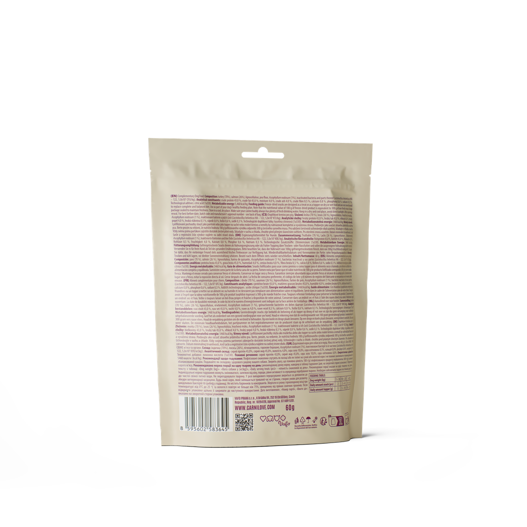 CARNILOVE Dog Freeze Dried Dinde & Saumon 60g