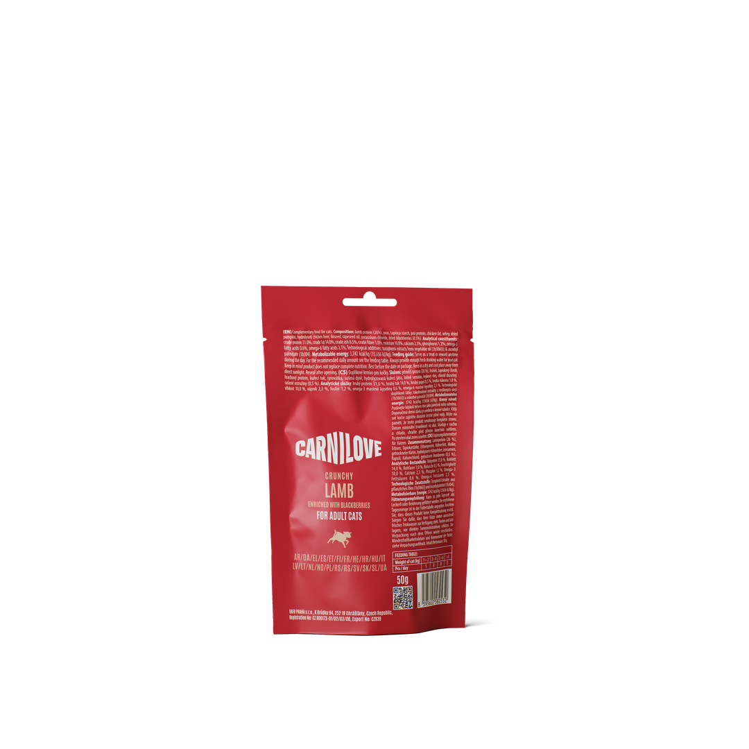 CARNILOVE Cat Crunchy Snack Agneau & Mûres 50g