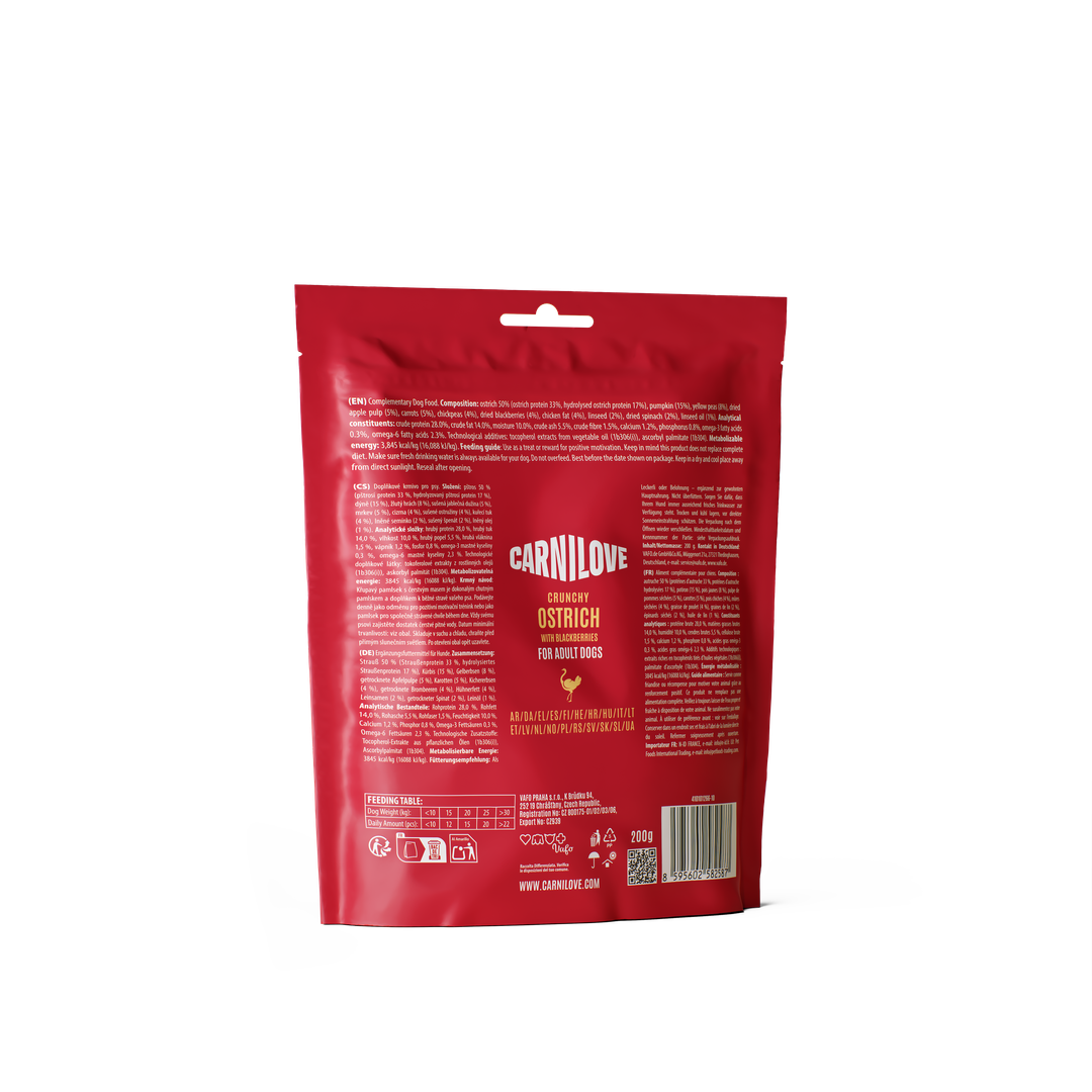 CARNILOVE Dog Crunchy Snack Autruche & Mûres 200g