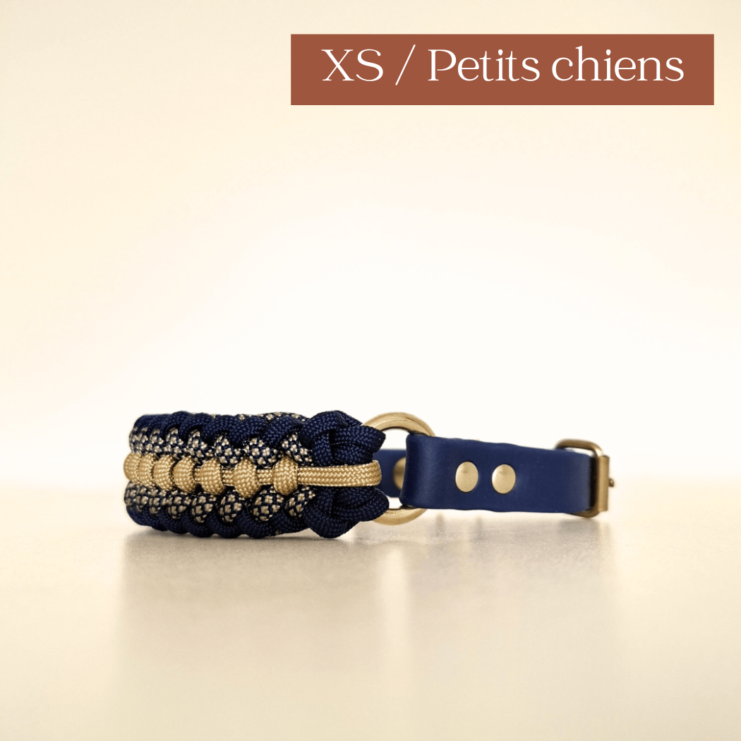 TRUFFE & FLAIR Collier petit chien XS Biothane/Paracorde - Bleu Marine