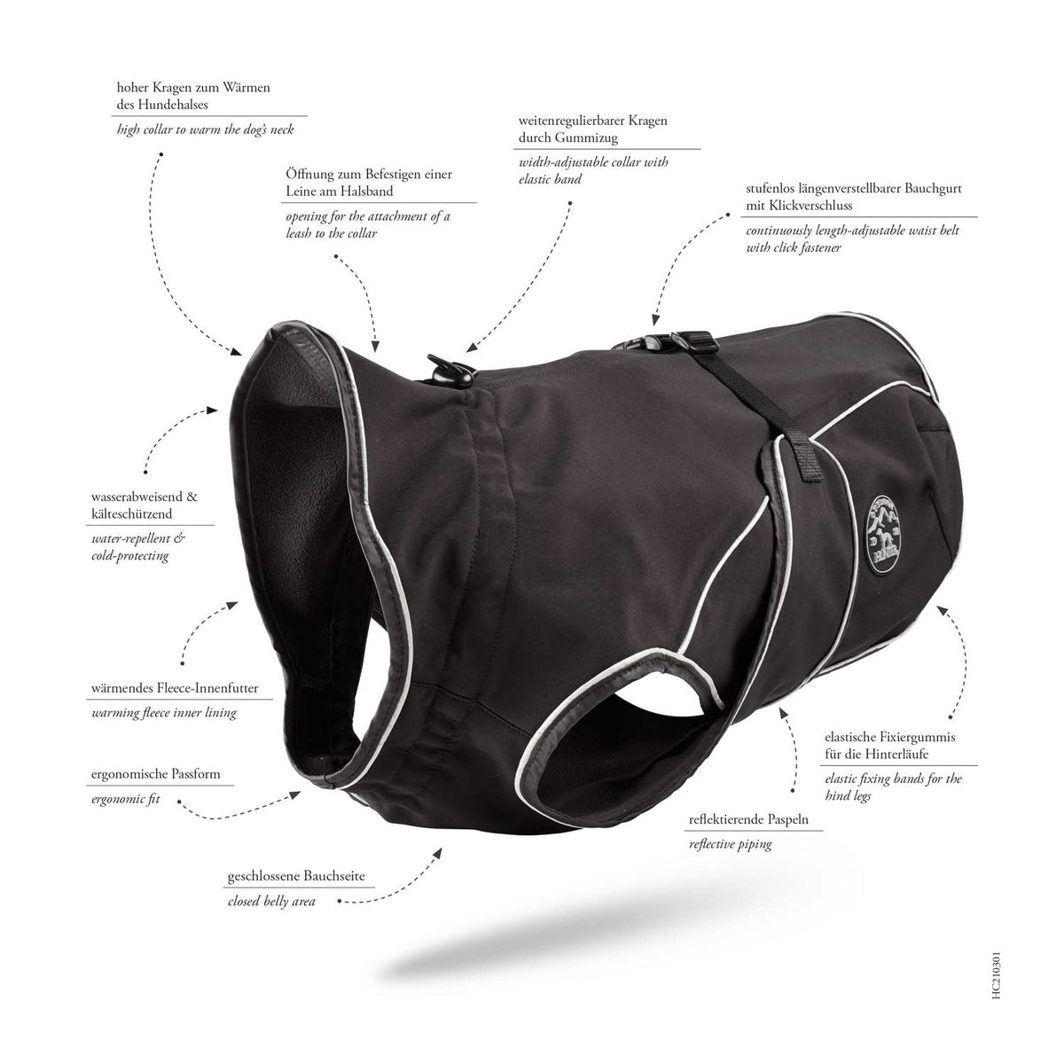 HUNTER Manteau Uppsala Softshell Noir pour chien