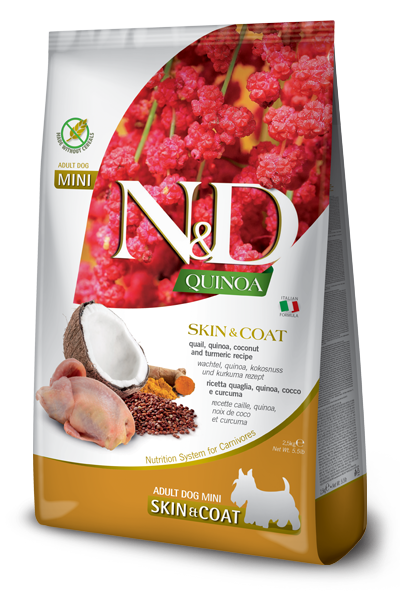FARMINA ND Quinoa Chien Mini Skin&coat Quaille Noix de Coco 140g