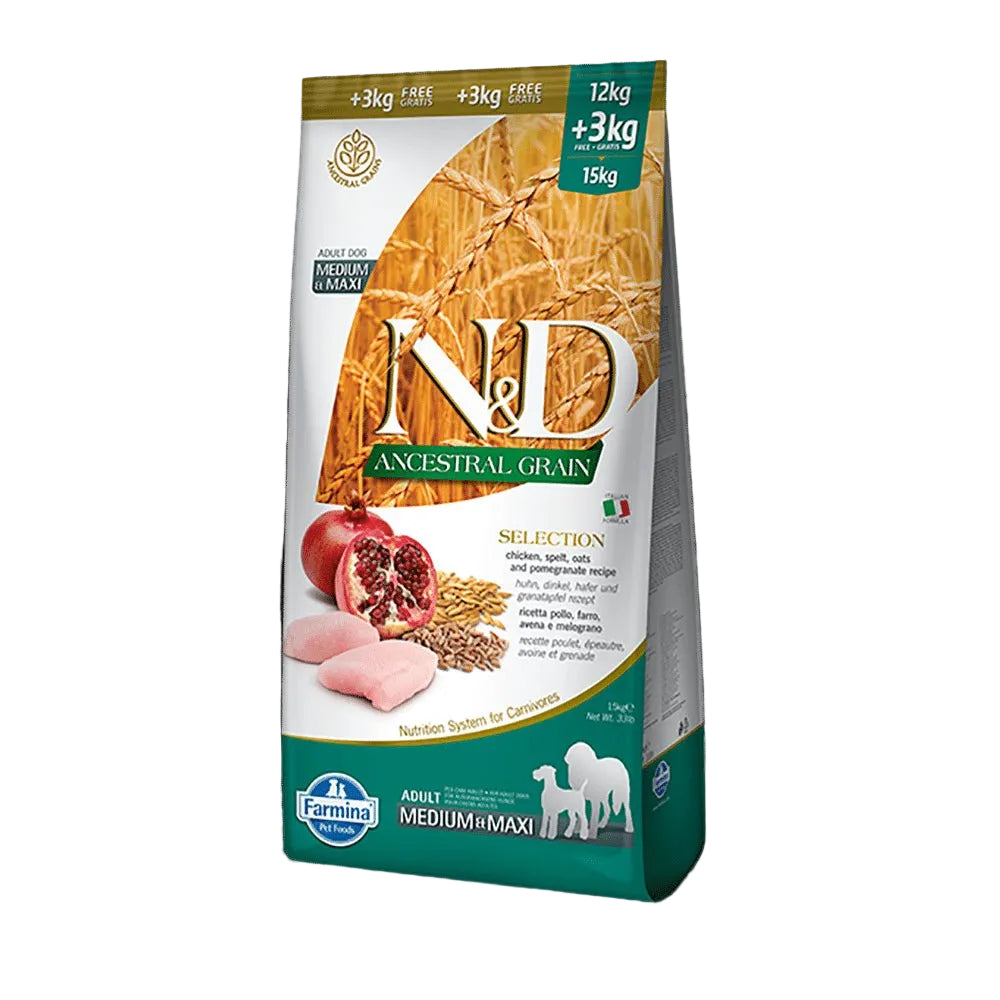 FARMINA N&D Ancestral Grain Selection Medium/Maxi Poulet 15kg