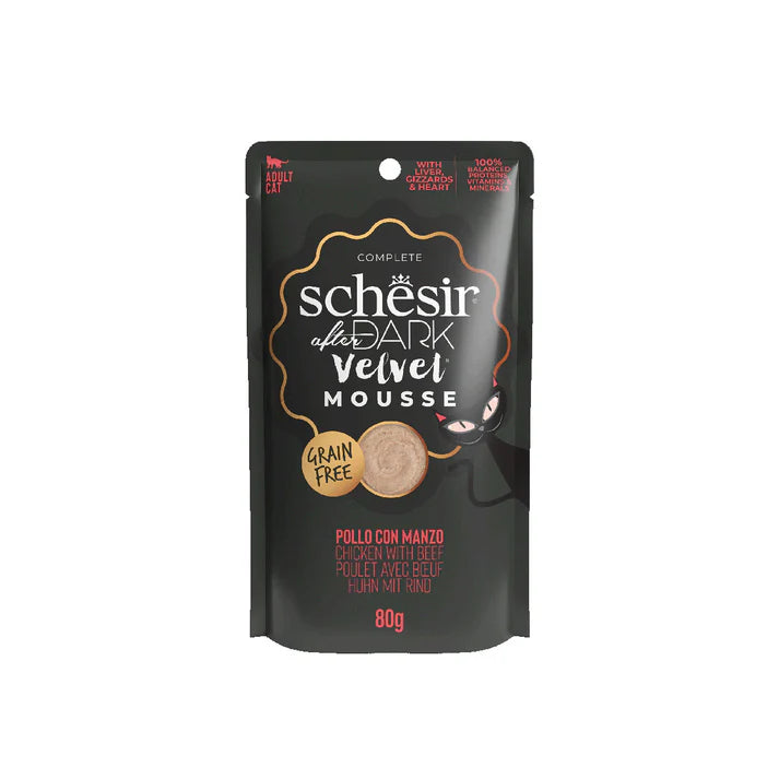 SCHESIR After Dark Mousse Sachet a base de Poulet Boeuf 80g