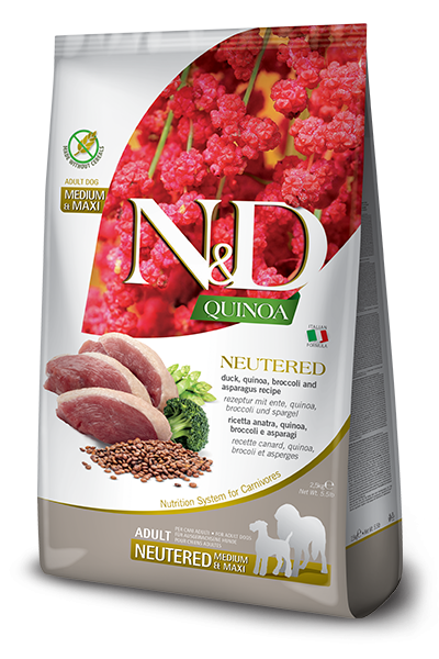 Farmina N&D Quinoa Neutered Medium Maxi Canard Brocoli 2.5 kg