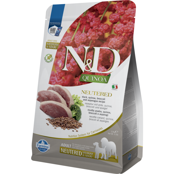 FARMINA N&D Quinoa Neutered Medium/Maxi Canard Brocoli Asperge 2.5 kg