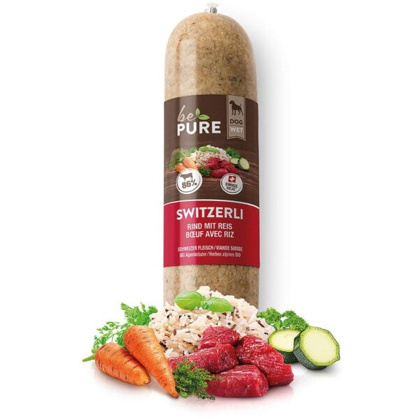 BEPURE Chien Saucisse Humide Switzerli Boeuf Riz