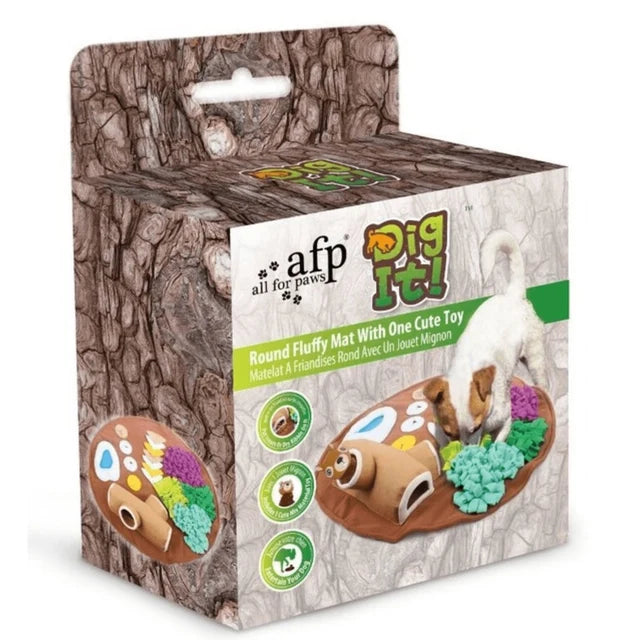 ALL FOR PAWS Round Fluffy Mat with One Cute Toy