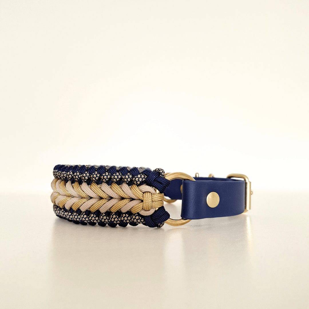 TRUFFE & FLAIR Collier tressé Biothane/Paracorde - Bleu Marine