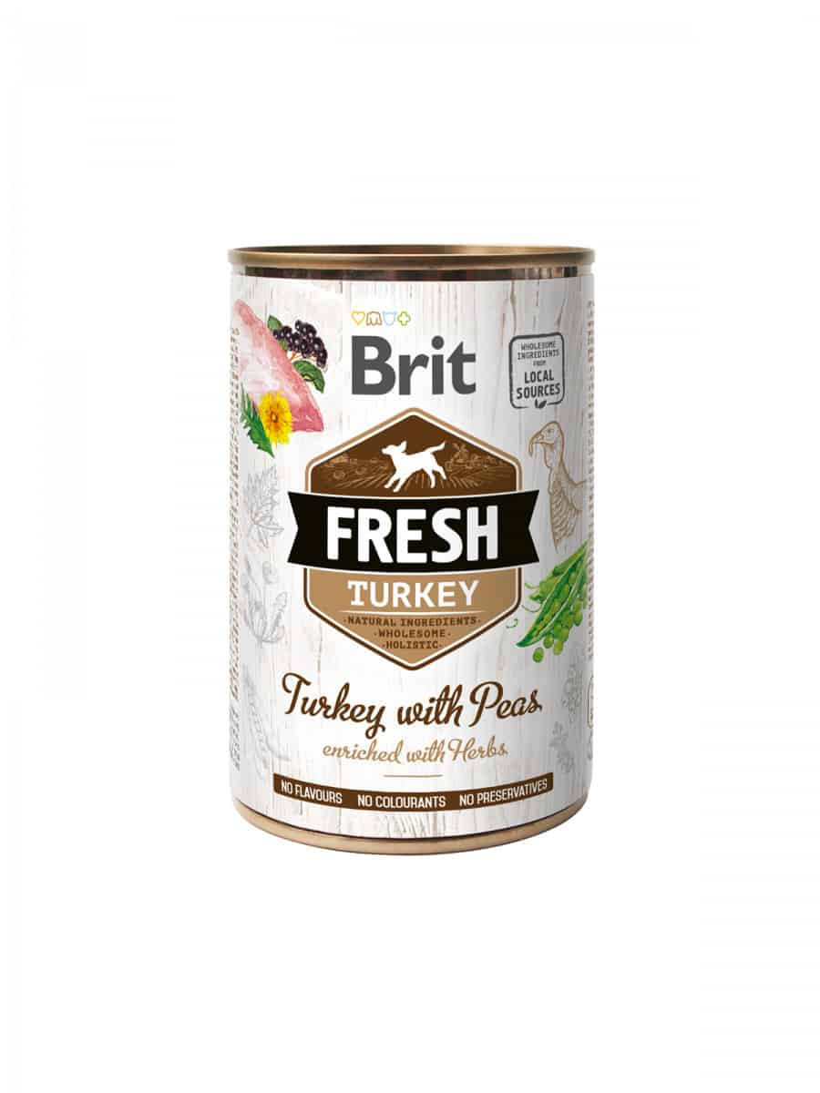 Brit Fresh Dog Dinde avec petits pois 400g