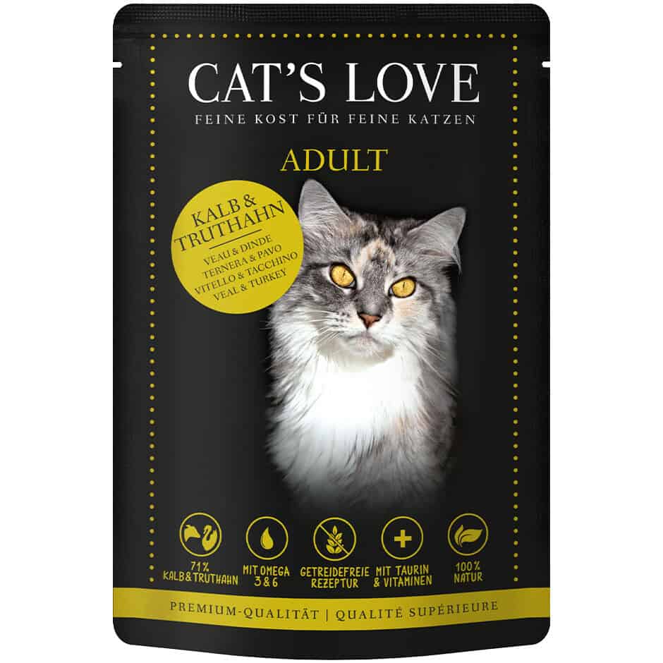 CAT'S LOVE Adulte Mix Veau & Dinde 85g