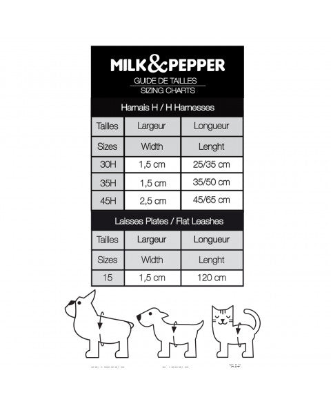 MILK & PEPPER Valdemar Starps Harness - guide des tailles