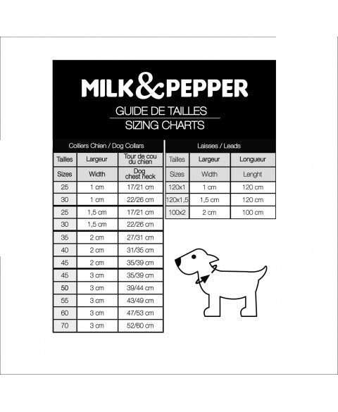 Guide des tailles - MILK & PEPPER Iguania Leash