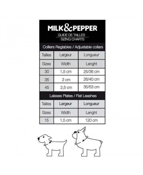 MILK & PEPPER Naval Leash - guide des tailles