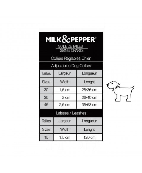 MILK & PEPPER Trimaran Leash - guide des tailles