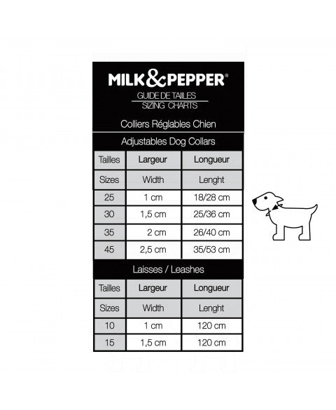 MILK & PEPPER Zenith Leash - guide des tailles