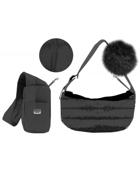 MILK & PEPPER Rakel Black Fur Shoulder Bag